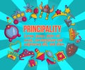 Principality concept banner, cartoon style