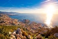 Principality of Monaco aerial panoramic sunrise view