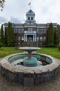 A Fountain Stands in Front of the Crook County Courthouse in Prineville, Oregon, USA Royalty Free Stock Photo