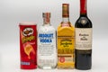 Pringles, Absolut Vodka, Jose Cuervo Tequila, Casillero del Diablo Wine