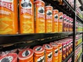 Pringles potato chip display in a retail store close up