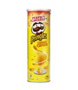 Pringles potato snack chips cheese tyube pack isolated on white Royalty Free Stock Photo