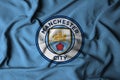 selective focus of manchester city logo. a professional football club from England