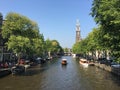 Prinsengracht with the Westertoren Royalty Free Stock Photo