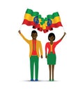 Ethiopia flag waving man and woman