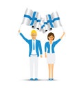 Finland flag waving man and woman