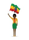 Ethiopia flag waving woman