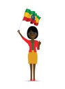 Ethiopia flag waving woman