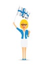Finland flag waving woman