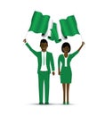 Nigeria flag waving man and woman
