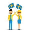 Sweden flag waving man and woman