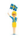 Sweden flag waving man and woman