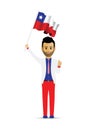 Chile flag waving man and woman Royalty Free Stock Photo