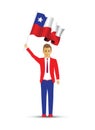 Chile flag waving man Royalty Free Stock Photo