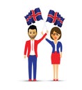 Iceland flag waving man and woman