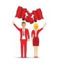 Switzerland flag waving man and woman Royalty Free Stock Photo