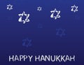 Hanukkah jewish holiday greeting. HAPPY HANUKKAH greeting and Star of david jewish symbol on Blue background Royalty Free Stock Photo