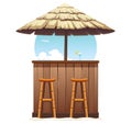 Beach Bar Thatch. Vintage Lounge Cafe Isolated Royalty Free Stock Photo