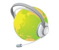 Globe with headphone Royalty Free Stock Photo