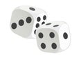 Cubes dice two white dices 3D Rendering