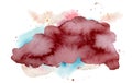 Watercolor abstract shape, hand drawn watercolour burgundy texture