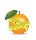 Orange fruit with measurement tape