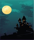 Midnight moon haunted house Royalty Free Stock Photo