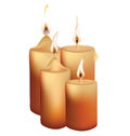 Collection of candles with different shape and flame