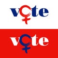 The word vote is combined with female symbol to encourage women to vote Royalty Free Stock Photo