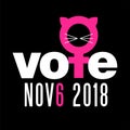 The word vote is combined with female symbol with ears to encourage women to vote