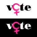 The word vote is combined with female symbol to encourage women to vote Royalty Free Stock Photo