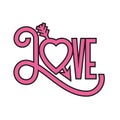 Love flat design typographic illustration with arrow through heart.