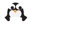 Cute Penguin behind a White sign on White background