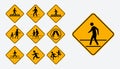 Set of pedestrian walk sign. easy to modify