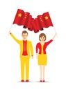China flag waving man and woman Royalty Free Stock Photo