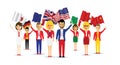 Group of flag waving people Royalty Free Stock Photo