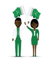 Pakistan flag waving man and woman