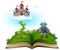 Story book with magic beanstalk, castle in the clouds and the green giant Royalty Free Stock Photo