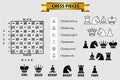 Set of chess piece element, winner and looser concept, in a fair game.