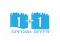 Special offer icon. one plus one, ice cubes and snow Royalty Free Stock Photo