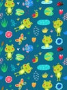 Seamless pattern with frogs