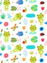 Seamless pattern with frogs