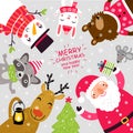 Christmas card with Santa and animals. Cute characters Royalty Free Stock Photo