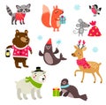 Cute characters. Christmas vector set