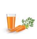 Carrot juice with fresh carrots beside the glass