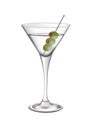 Martini glass with olives Royalty Free Stock Photo