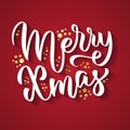 Merry X-mas hand-written text, words, typography Royalty Free Stock Photo