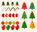 Christmas Decorative Elements Vector. Christmas Ornaments Collections