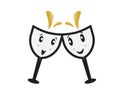Two cute cartoon glasses on white background Royalty Free Stock Photo