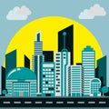 City background smooth color, flat design. Royalty Free Stock Photo